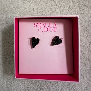 Brand New Stella and Dot Black Heart Earrings